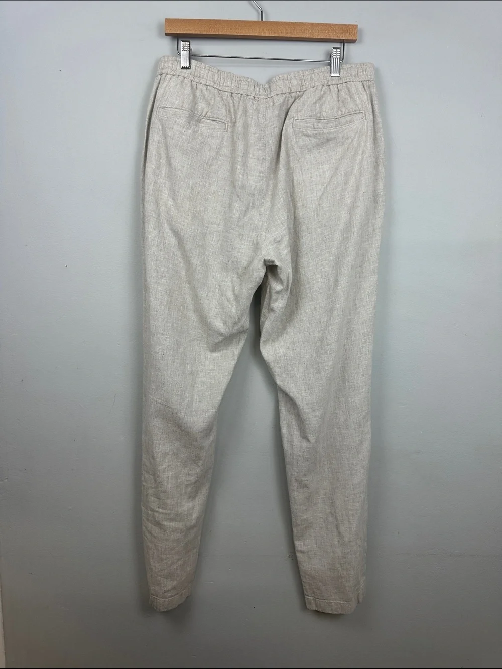 14th & Union Elastic Waist Linen Blend Trim Fit Pants Sz L